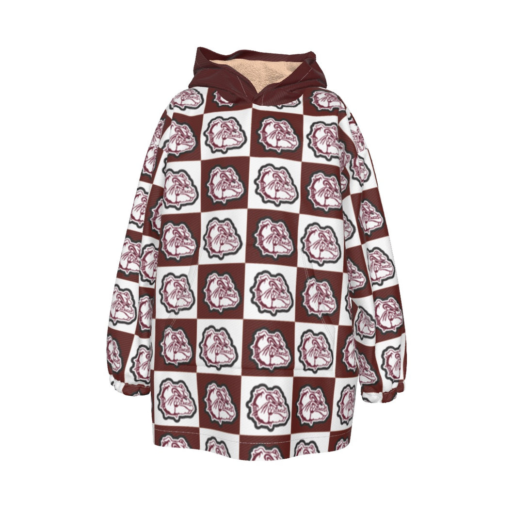Rolla Bulldog Check Kid's Sherpa Fleece Hoodie Blanket