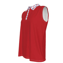 Load image into Gallery viewer, PRE-ORDER Women's Americana Pop UV Protection Sleeveless Polo-Red