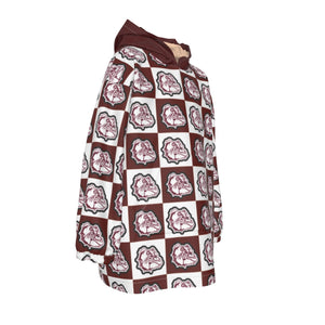 Rolla Bulldog Check Kid's Sherpa Fleece Hoodie Blanket
