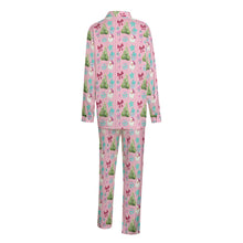 Load image into Gallery viewer, Christmas Stripe Pink Unisex Imitation Silk Shirt Suit