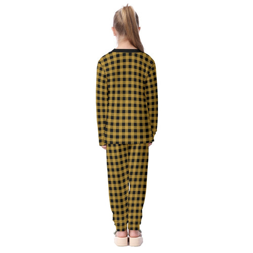 Black and Gold Gingham Kid's Pajamas Set