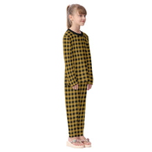 Load image into Gallery viewer, Black and Gold Gingham Kid&#39;s Pajamas Set