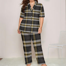 Load image into Gallery viewer, Black and Gold Plaid Women&#39;s Trousers Pajamas Set