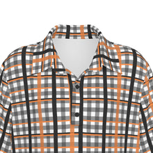 Load image into Gallery viewer, Boys Spirit Polo - Black and Orange Plaid
