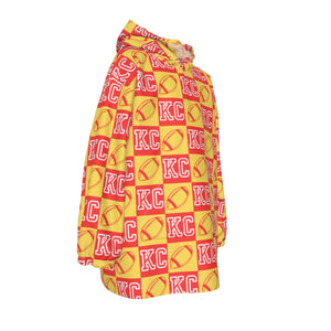 KC Football Check Kid's Sherpa Fleece Hoodie Blanket
