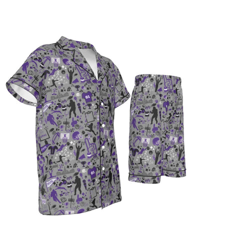 All-Over Print Kid's Imitation Silk Short Pajamas