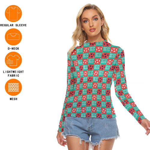 Currently Check Print Women's Mesh Top