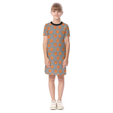 Load image into Gallery viewer, Girls SS Spirt Tee Dres - Black and Orange Tiger Plaid