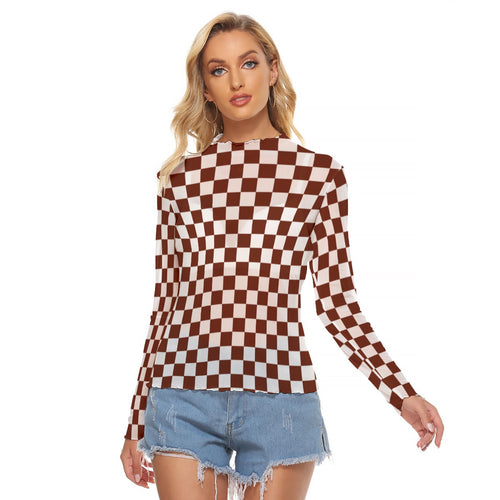 Maroon and White Check Women's Mesh Too