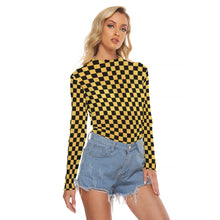 Load image into Gallery viewer, Black and Gold Check  Women&#39;s Mesh Top