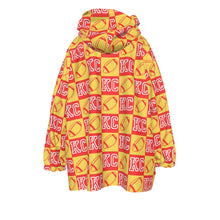 Load image into Gallery viewer, KC Football Check Kid&#39;s Sherpa Fleece Hoodie Blanket