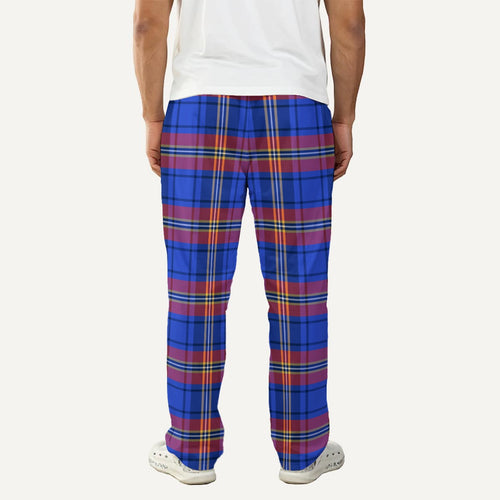 Blue and Red Plaid Men's Pajama Pants