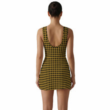 Load image into Gallery viewer, Teen Romper Dress - Black and Gold Check
