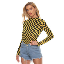 Load image into Gallery viewer, Black and Gold Check  Women&#39;s Mesh Top