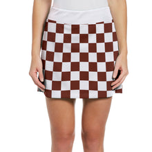 Load image into Gallery viewer, Maroon and White Check Ladies Mesh Skort