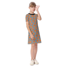 Load image into Gallery viewer, Girls SS Spirt Tee Dres - Black and Orange Tiger Plaid