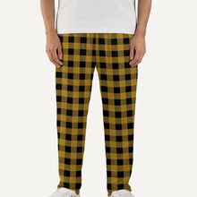 Load image into Gallery viewer, Black and Gold Gingham Men&#39;s Pajama Pants