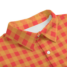 Load image into Gallery viewer, Red and Yellow Gingham Unisex Imitation Silk Shirt Suit