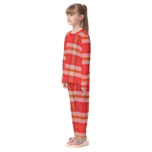Kc Christmas Plaid Print Kid's Pajamas Set