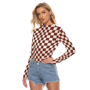 Maroon and White Check Women's Mesh Too