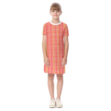 Load image into Gallery viewer, Girls SS Spirt Tee Dres - Red and Gold Plaid