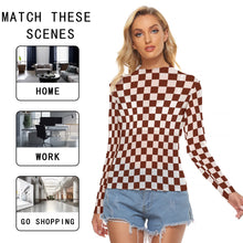 Load image into Gallery viewer, Maroon and White Check Women&#39;s Mesh Too