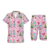 Load image into Gallery viewer, Christmas Stripe Plaid Kid&#39;s Imitation Silk Short Pajamas
