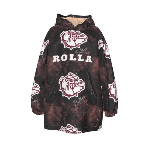 Rolla Bulldog Smoke Kid's Sherpa Fleece Hoodie Blanket