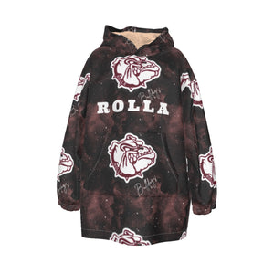 Rolla Bulldog Smoke Kid's Sherpa Fleece Hoodie Blanket