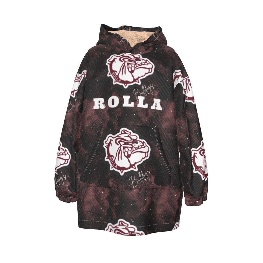 Rolla Bulldog Smoke Kid's Sherpa Fleece Hoodie Blanket