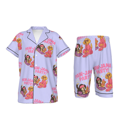 All-Over Print Kid's Imitation Silk Short Pajamas
