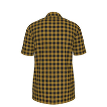 Load image into Gallery viewer, Black and Gold Gingham Men's UV Protection POLO Shirt