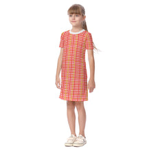 Load image into Gallery viewer, Girls SS Spirt Tee Dres - Red and Gold Plaid