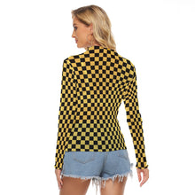 Load image into Gallery viewer, Black and Gold Check  Women&#39;s Mesh Top