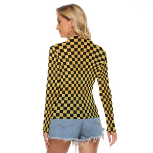 Black and Gold Check  Women's Mesh Top
