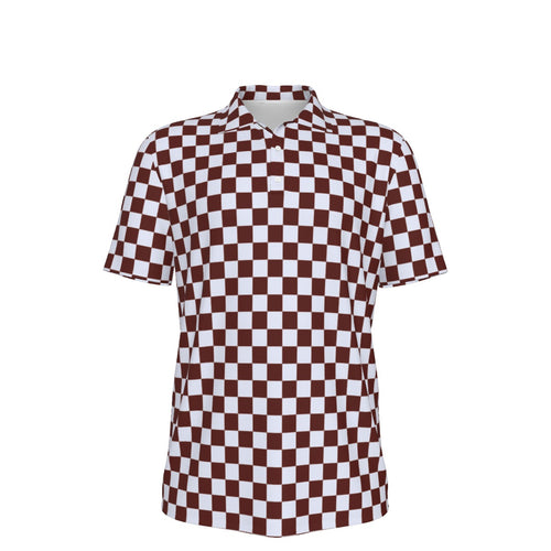 Maroon and White Men's UV Protection POLO Shirt