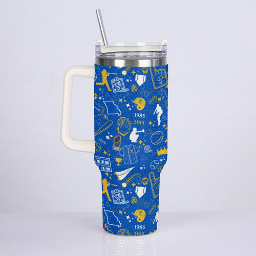 KC Baseball 40oz Diamond Cup With Stainless Steel Straw
