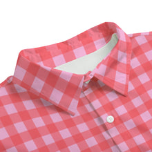 Load image into Gallery viewer, Pink Gingham Unisex Imitation Silk Shirt Suit