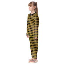 Load image into Gallery viewer, Black and Gold Gingham Kid&#39;s Pajamas Set