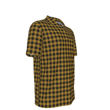 Load image into Gallery viewer, Black and Gold Gingham Men's UV Protection POLO Shirt