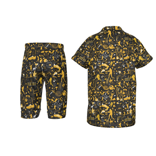 All-Over Print Kid's Imitation Silk Short Pajamas
