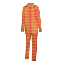 Load image into Gallery viewer, Red and Yellow Gingham Unisex Imitation Silk Shirt Suit