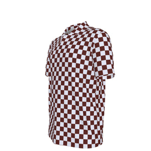 Maroon and White Men's UV Protection POLO Shirt