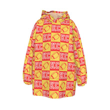 Load image into Gallery viewer, KC Football Check Kid&#39;s Sherpa Fleece Hoodie Blanket