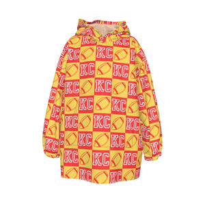 KC Football Check Kid's Sherpa Fleece Hoodie Blanket