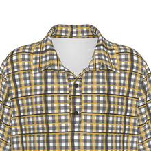 Load image into Gallery viewer, Boys Spirit Polo - Black and Gold Squiggly Plaid