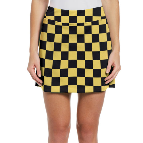 Black and Yellow Check Ladies Mesh Skort