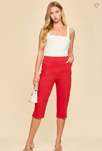 Load image into Gallery viewer, OP Capri with Button Detail- Red