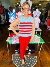 Load image into Gallery viewer, Blue and Red Striped Sweater Vest