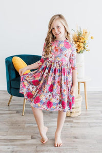 Girls Mauve Whats Up Butter Cup Twirl Dress